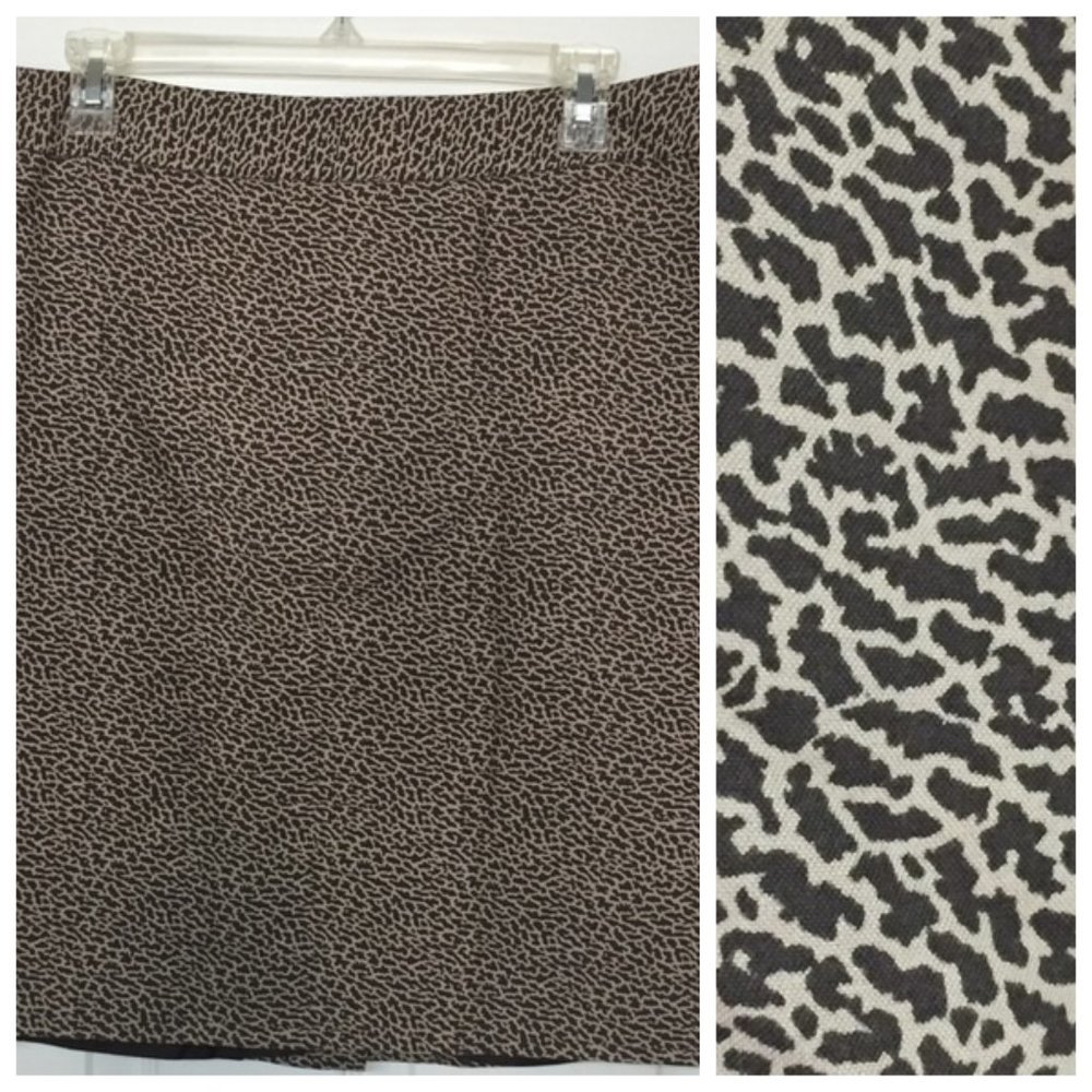 Ann Taylor Loft Animal Print Silk Blend Straight Skirt Sz 14